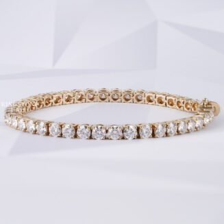 Round Cut Moissanite Diamond Tennis Bracelet For Women (TLB7953)