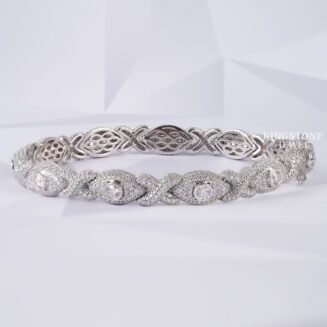 Iced Out Round Cut Moissanite Diamond Evil Eye Unisex Bracelet 14K White Gold Iced Out Bracelet For Men (TLB9824)