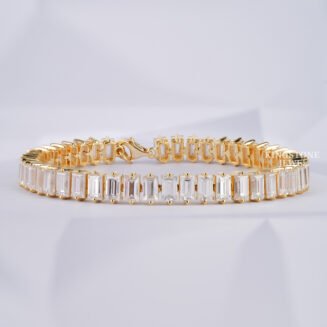 Baguette Cut Moissanite Diamond Tennis Bracelet For Women (TLB11774)