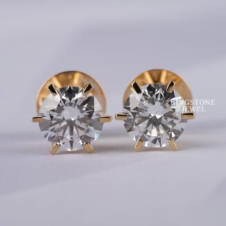 Round Cut Bridal Lab Grown Diamond 14K Gold Stud Earrings (TLER26855)