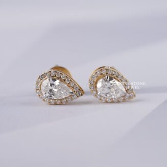 Pear Cut Bridal Lab Grown Diamond 14K Solid Gold Stud Earrings (TLER26842)
