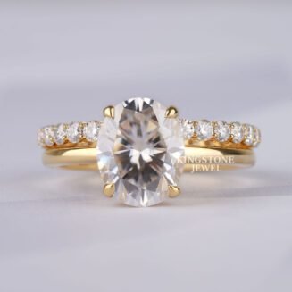 Oval And Round Cut Lab Grown Diamond Engagement Ring Set For Women (TLR12697-15285)