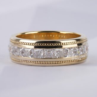 Half Eternity Lab Diamond 14K Solid Rose Gold Engagement Ring (TLR11930)