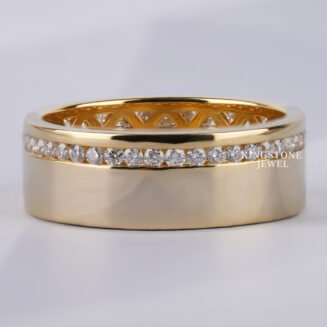 Mens Lab Diamond Channel Set 14K Solid Engagement Gold Ring (TLR11924)