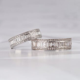 Baguette Lab Diamond Wedding Ring For Women Half Eternity Engagement Ring For Men (TLR7226&TLR8592)