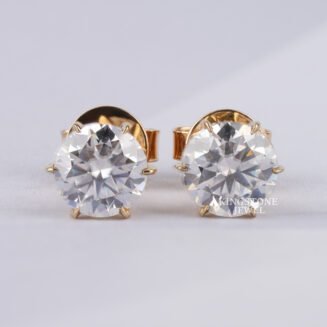 Unique Lab Diamond 14K Solid Gold Stud Earrings For Women (TLER8437)