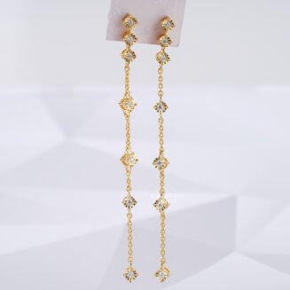 Lab Diamond Dangle & Drop 14K Solid Gold Engagement Earrings (TLER11654)