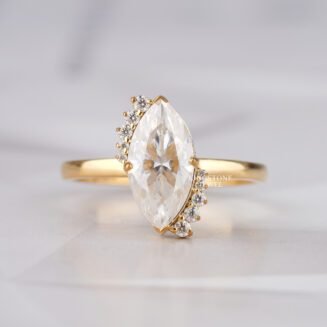 Art Deco Marquise Lab Grown Diamond Engagement Ring For Women (TLR11607)