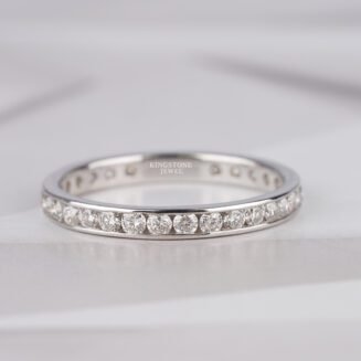 Round Cut Lab Grown Diamond Wedding Ring For Women Eternity 14K Solid Gold Engagement Band (TLR21767)